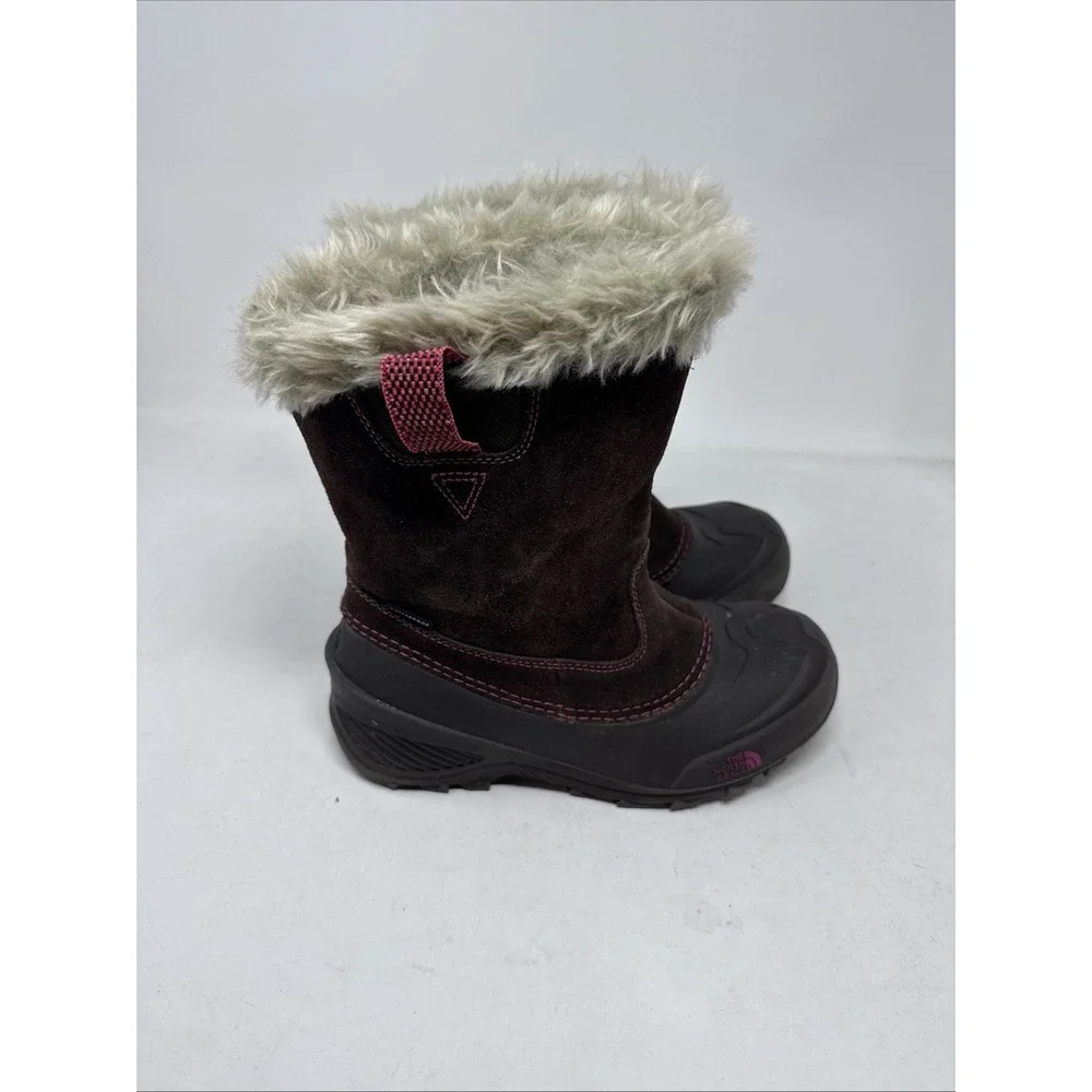 The North Face Boots Girls Youth 4 Snow Winter Shearling Brown Rubber  Pull On